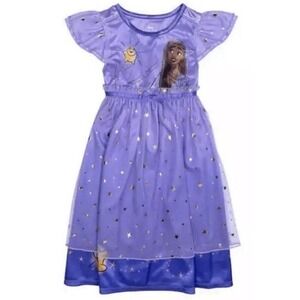 DISNEY Wish Dress Kids 2T Purple Asha Star Tulle Overlay Princess Nightgown NWT